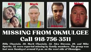 Search underway for four missing men