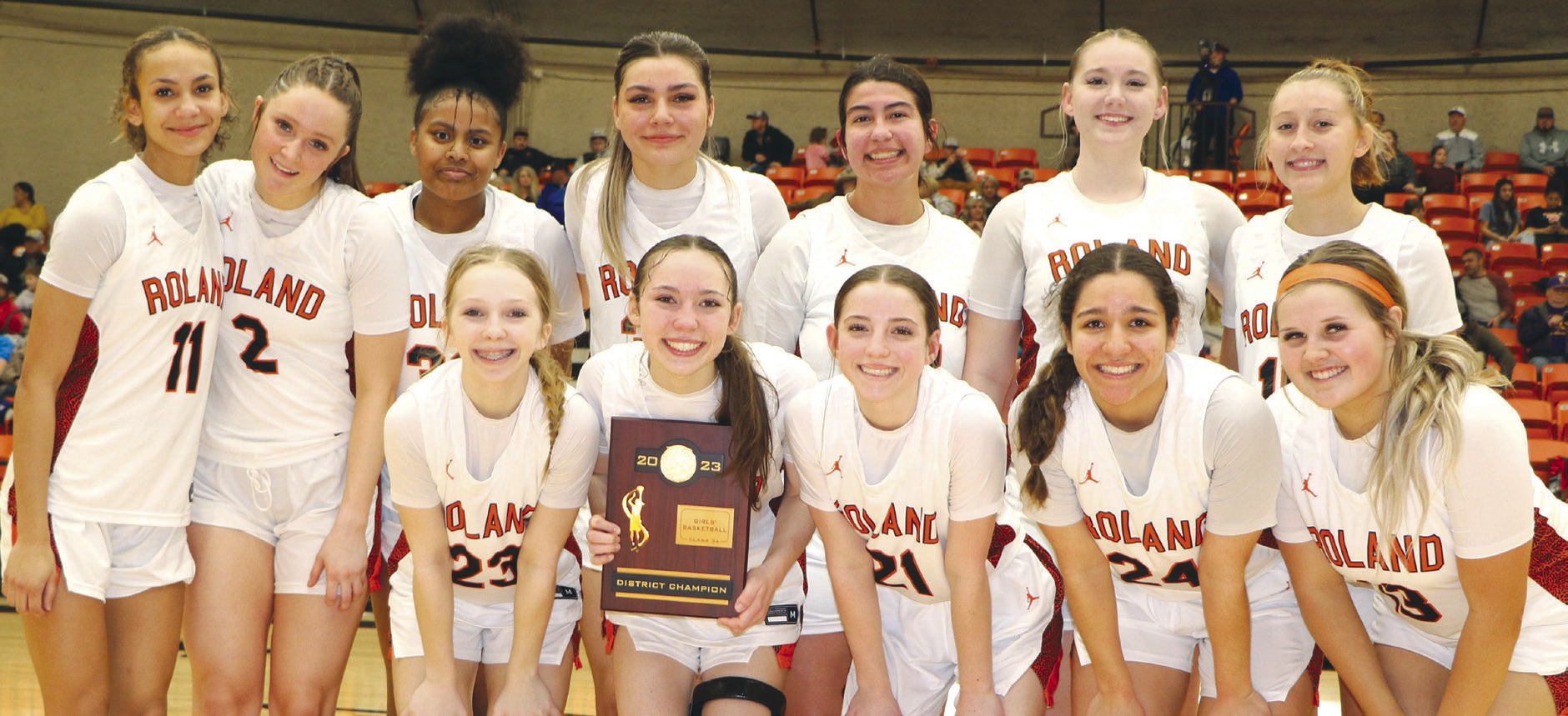 The Roland Lady Rangers topped Vian 51-22 Saturday night inside the Ranger Dome to win the Class 3A, Area III, District 2 championship. On Thursday at Roland the Lady Rangers host Eufaula at 6 p.m. in a regional semifinal contest and the Lady Wolverines take on Stigler at 1:30 p.m. in a regional consolation quarterfinal game. LEA LESSLEY •TIMES