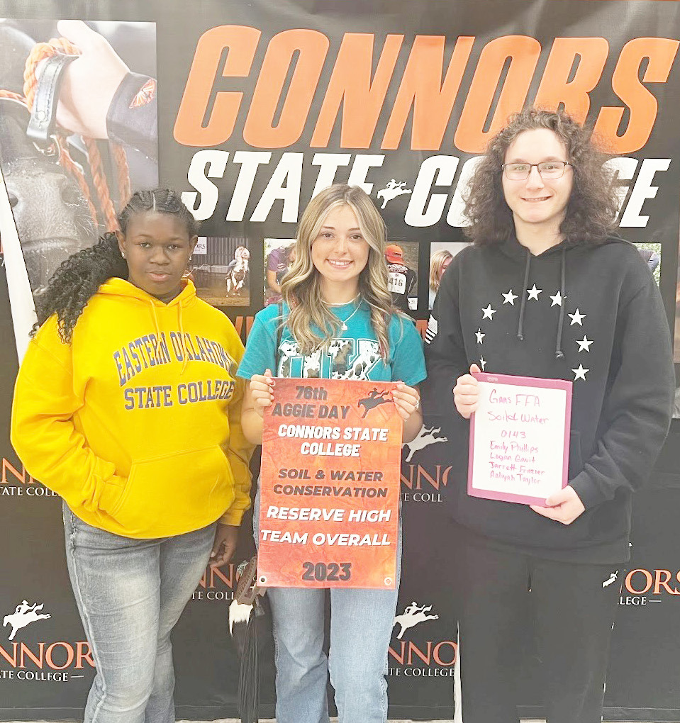 Gans FFA competed in the Soil and Water Management CDE “Surveying”The team was second Overall in the competition and consisted of Jarrett Frazier-Barter fourth High Individual, Logan Gavit fifth High Individual, Emily Phillips and Aaliyah Taylor.