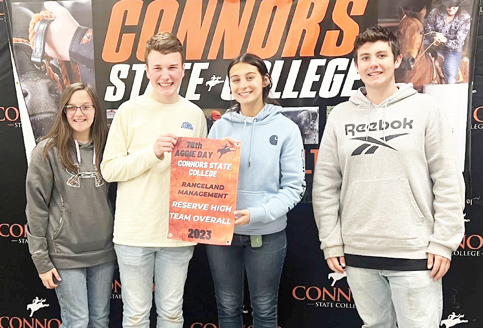 Gans FFA competed in the Rangeland CDE contest at Connors and was Reserve Overall Team. Team Members consisted of Parker Mahar fourth High Individual, Jessie Phillips fifth High Individual, Alyssa Connelly, and Layla Manuel.